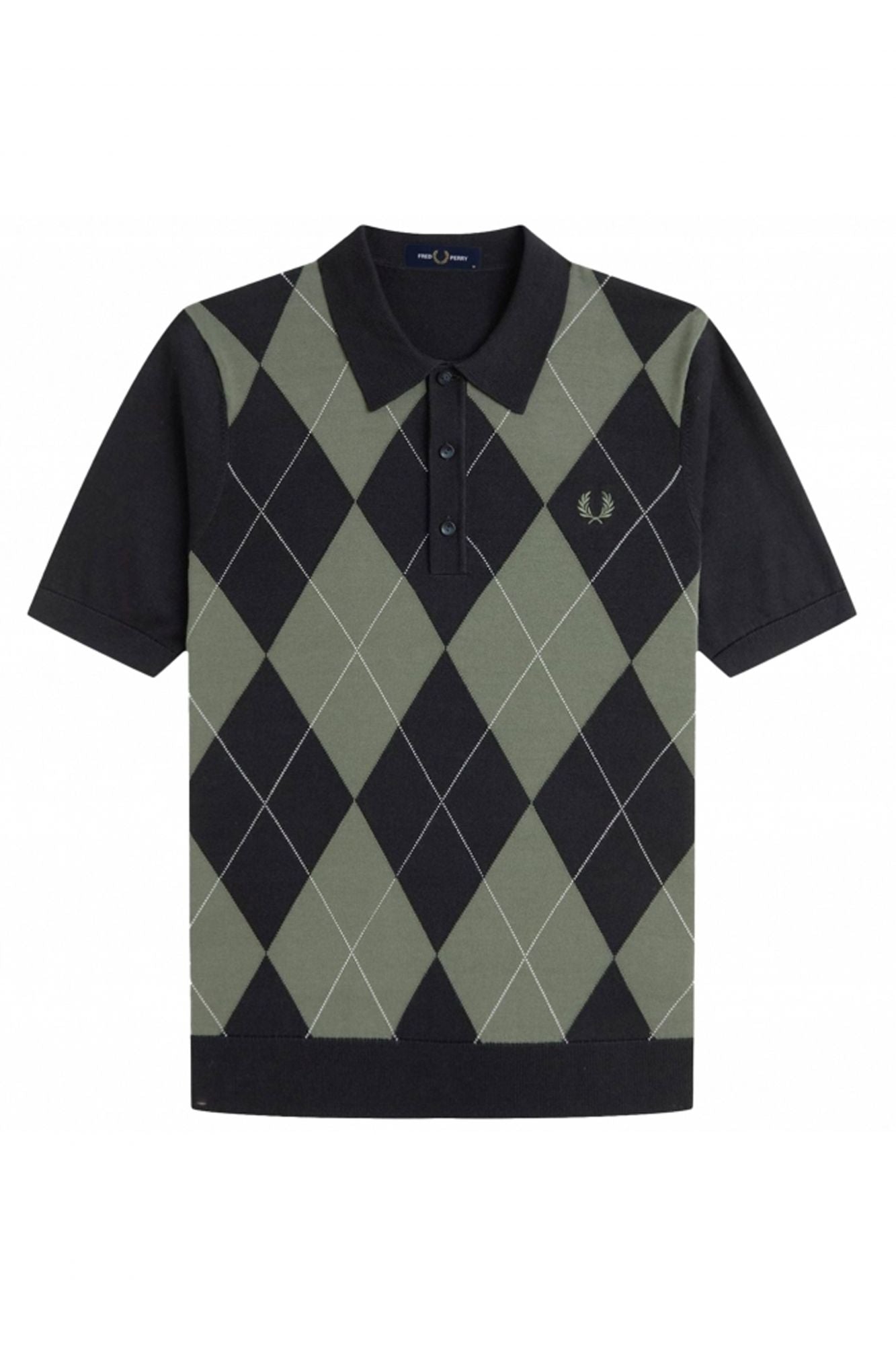 FRED PERRY ARGYLE KNITTED SHIRT en color VERDE (1)