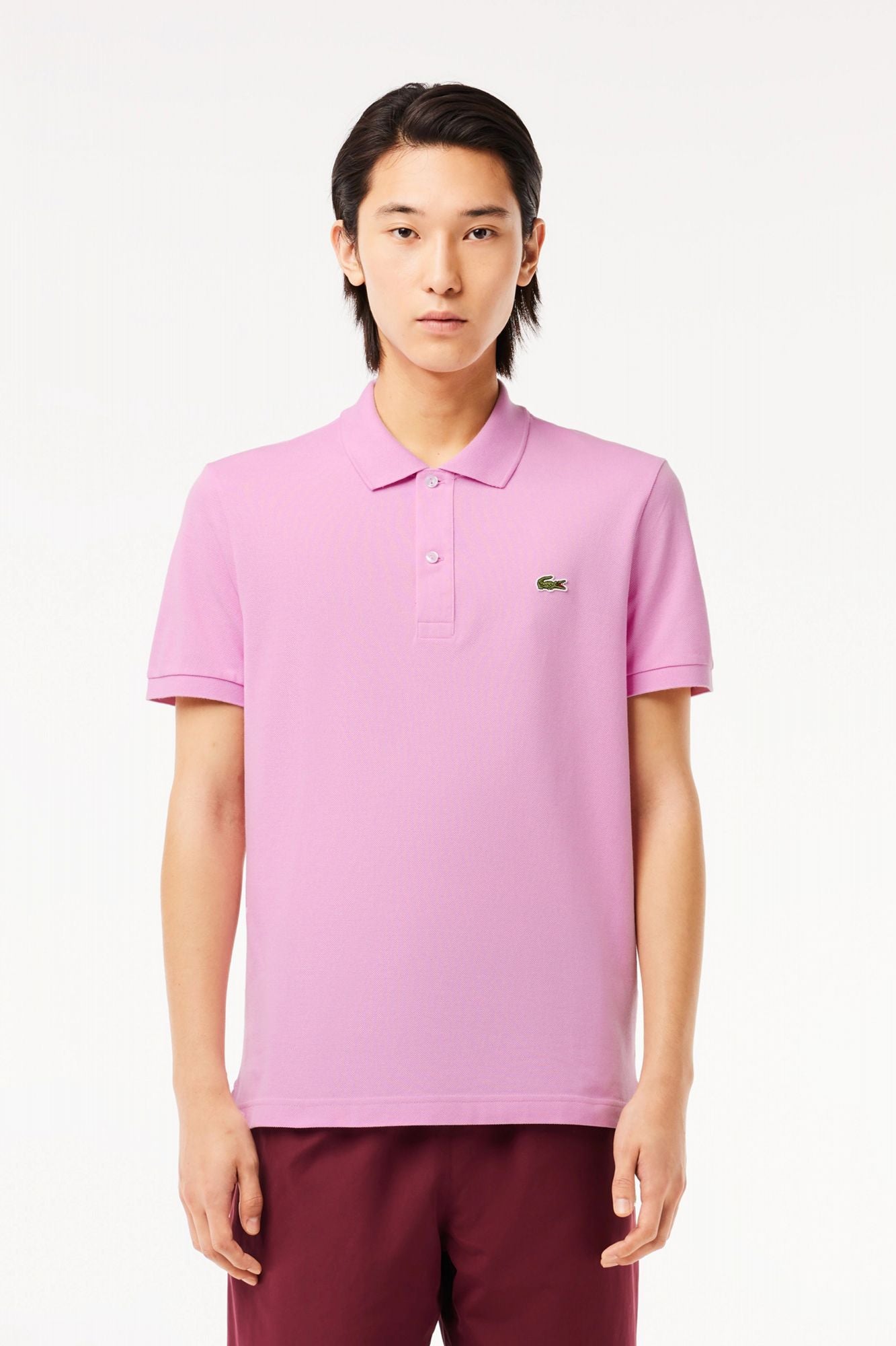 LACOSTE L1212 SHORT SLEEVED RIBBED COLLAR S en color ROSA (1)