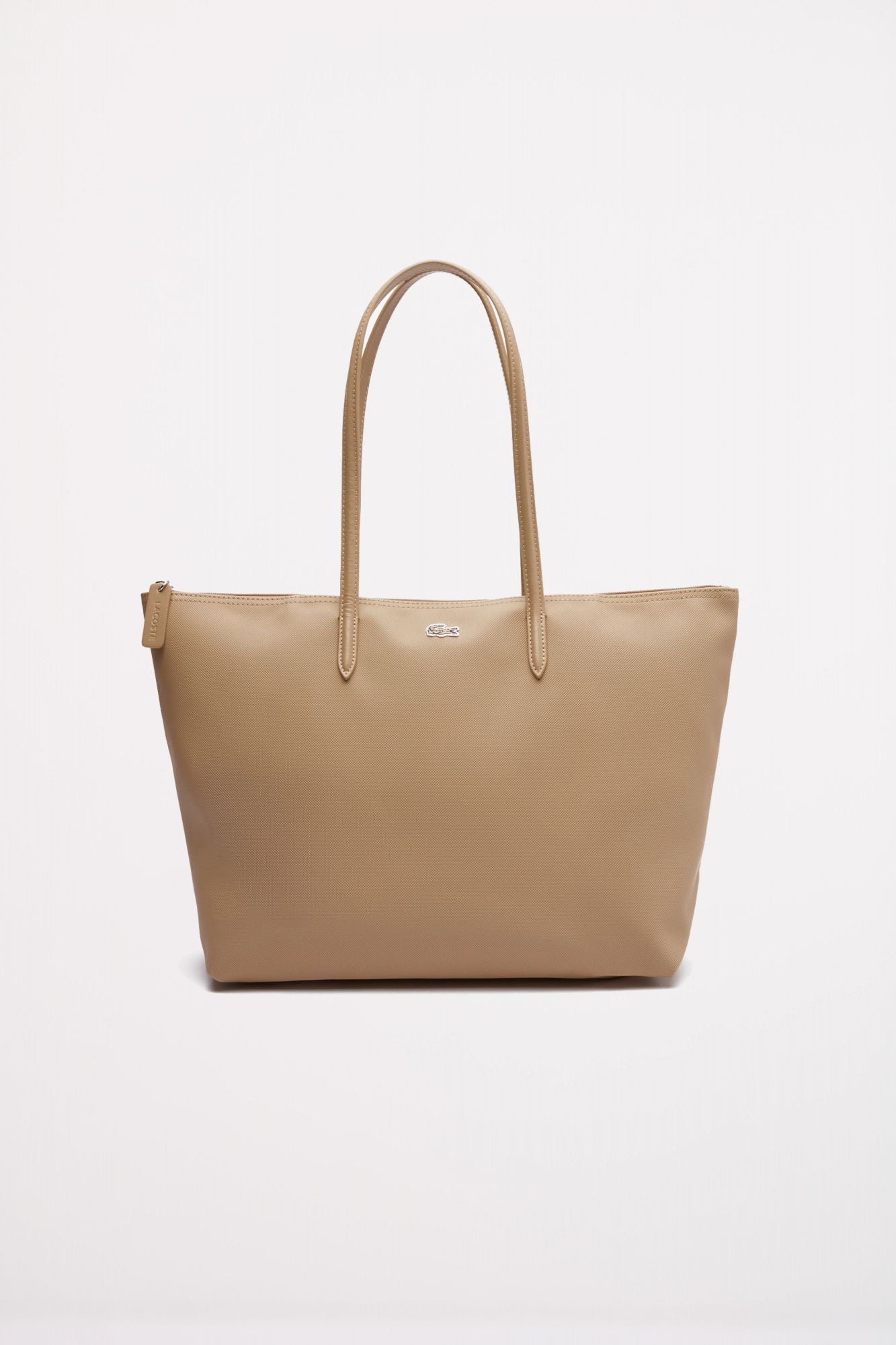 LACOSTE LARGE COATED CANVAS TOTE en color MARRON CLARO (1)