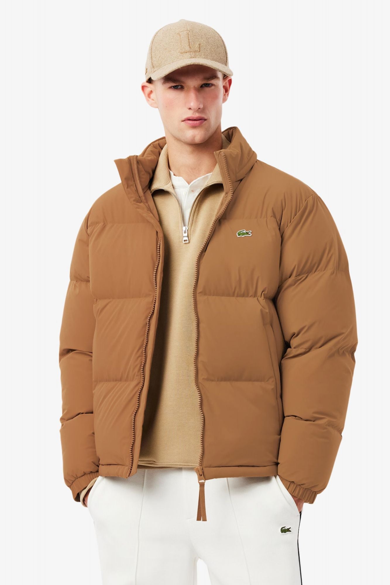 LACOSTE HOODED DOWN JACKET en color MARRON (1)