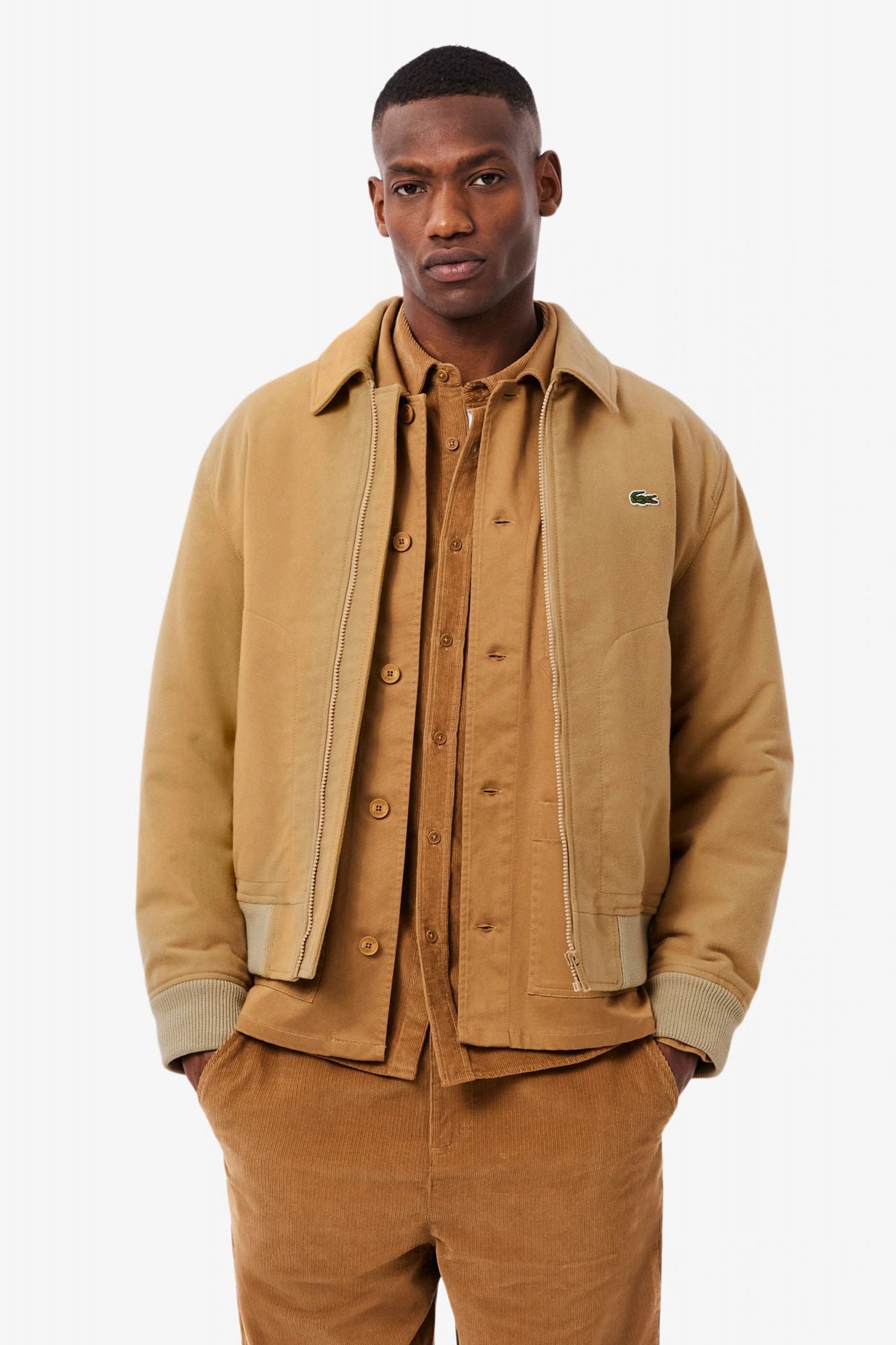 LACOSTE PADDED MOLESKIN JACKET en color MARRON CLARO (1)