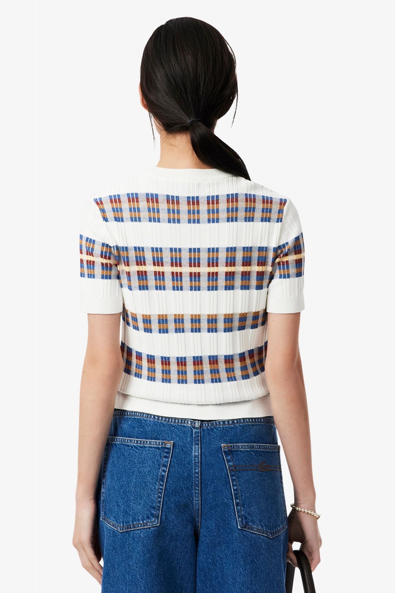LACOSTE SHORT-SLEEVE RIB KNIT SWEATER en color BLANCO (3)