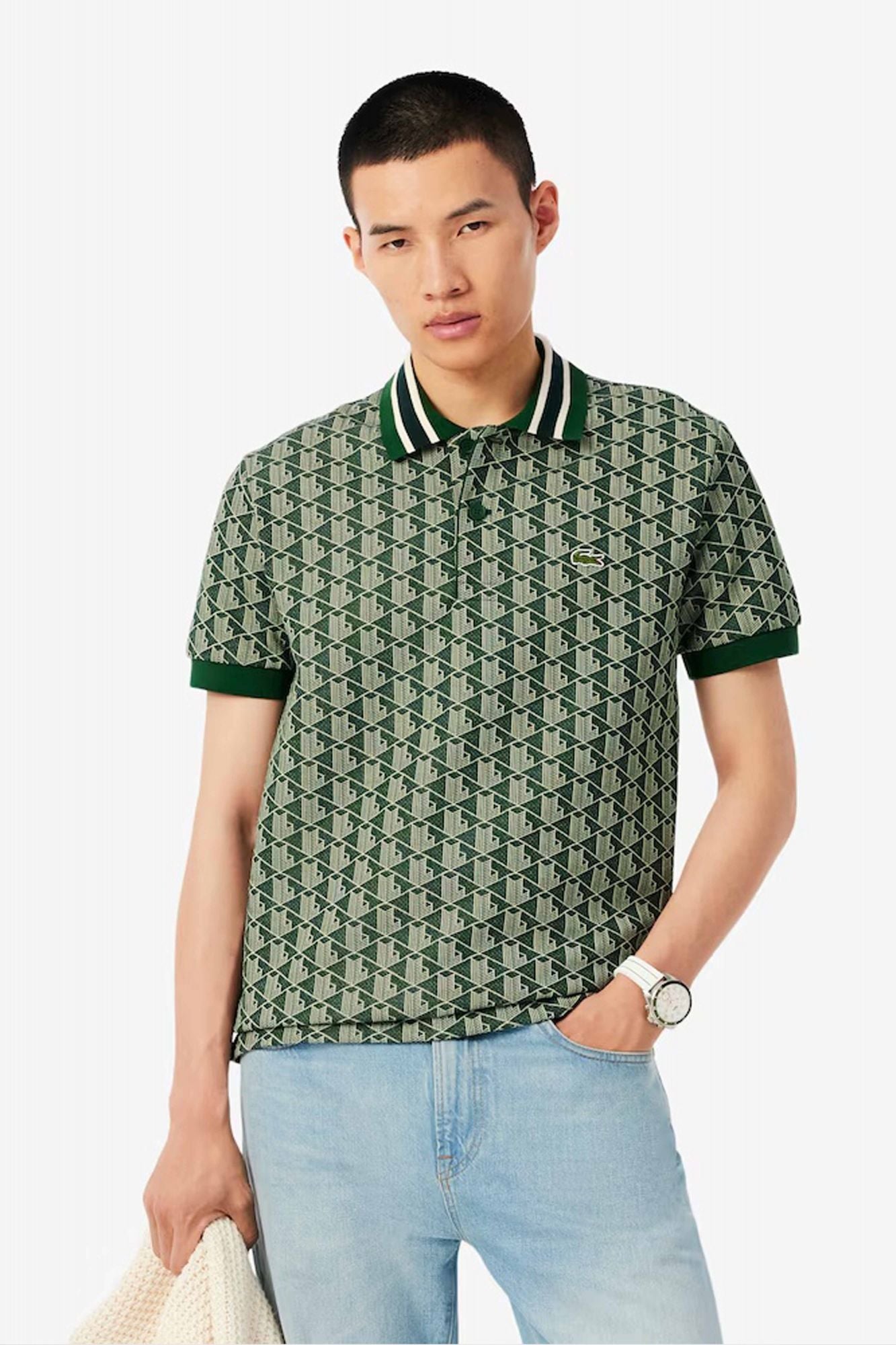 LACOSTE CLASSIC FIT MONOGRAM POLO en color VERDE (1)