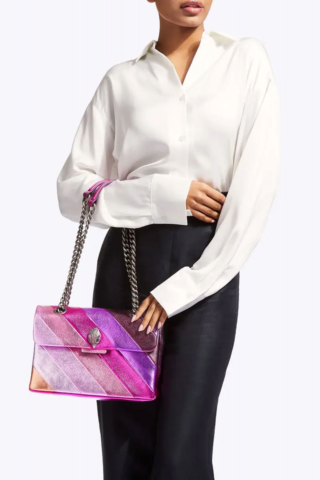 KURT GEIGER LONDON KENSINGTON LEATHER en color ROSA (2)