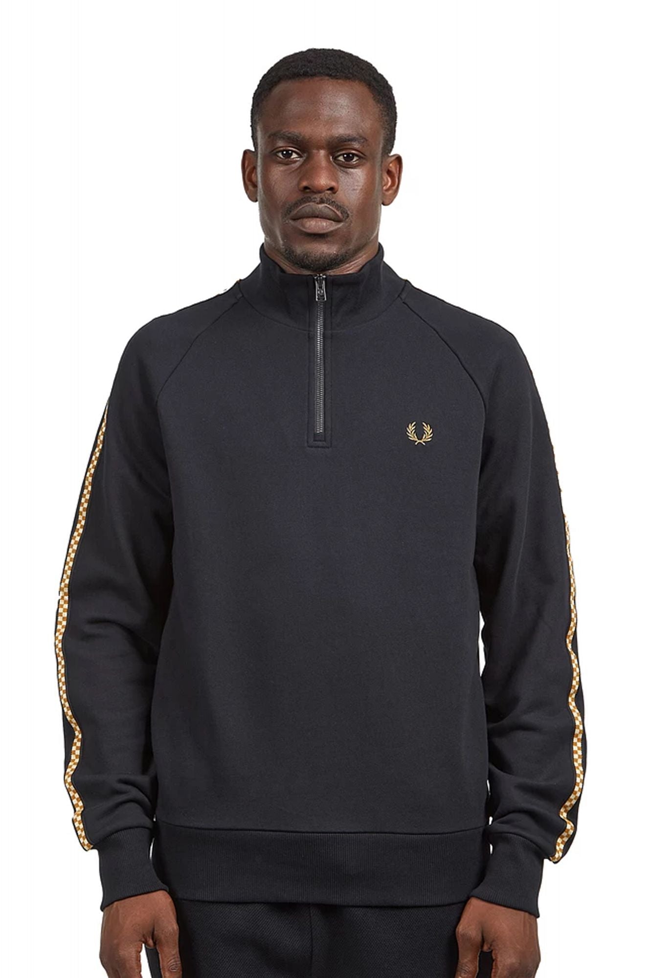 FRED PERRY CHEQUERBOARD TAPE HALF ZIP en color NEGRO (4)
