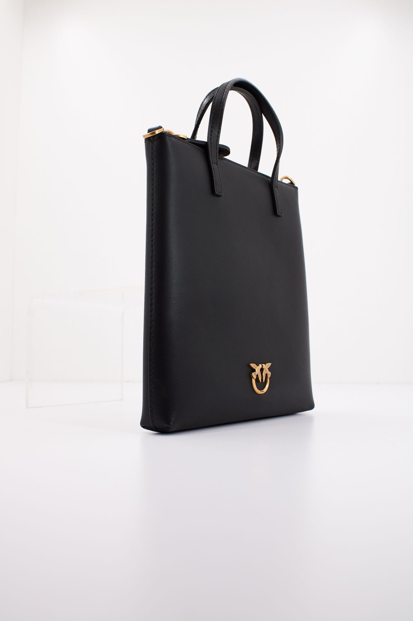 PINKO MINI SHOPPER VITELLO SE en color NEGRO (2)