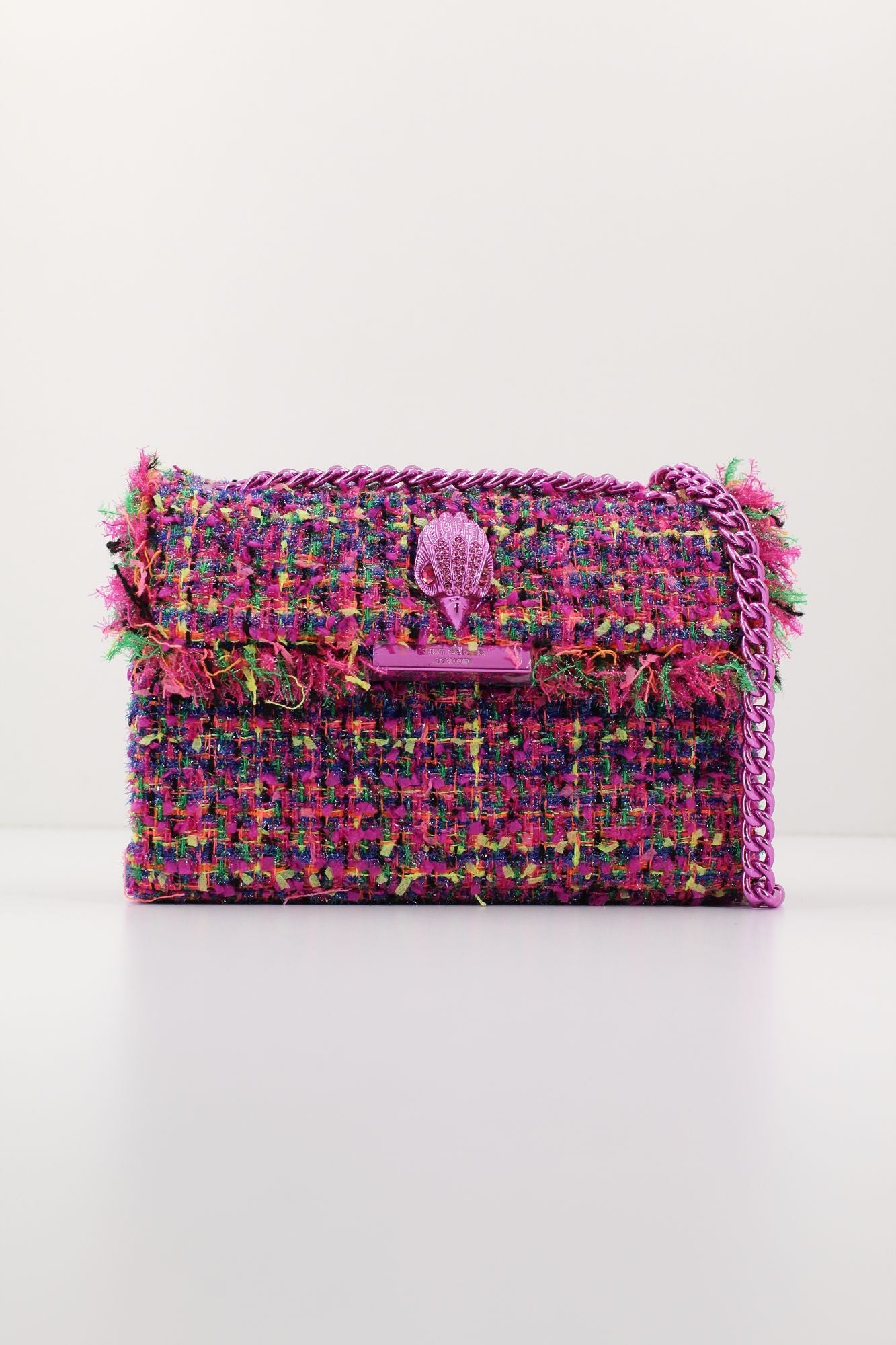 KURT GEIGER LONDON TWEED MINI KENSINGTON en color ROSA (1)