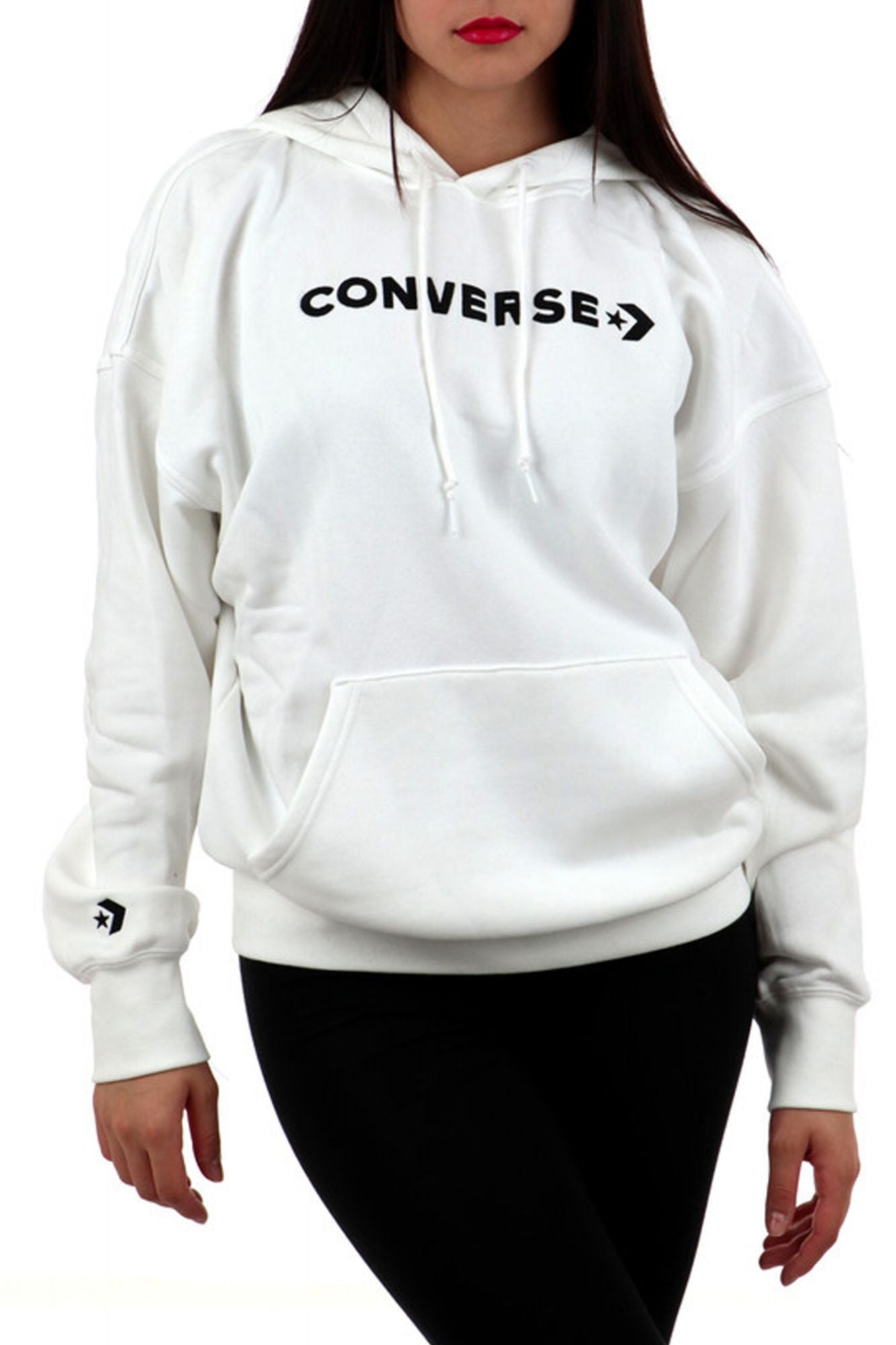CONVERSE WORDMARK FLEECE HOODIE EM en color BLANCO (1)