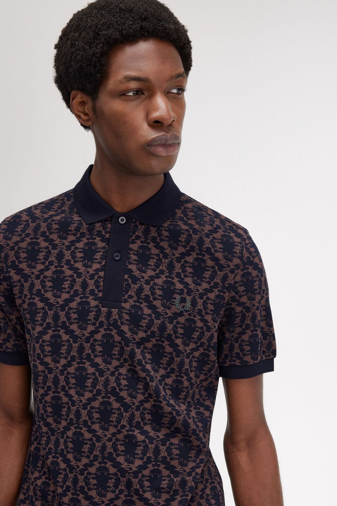 FRED PERRY REPEAT PRINT POLO SHIRT en color AZUL (4)