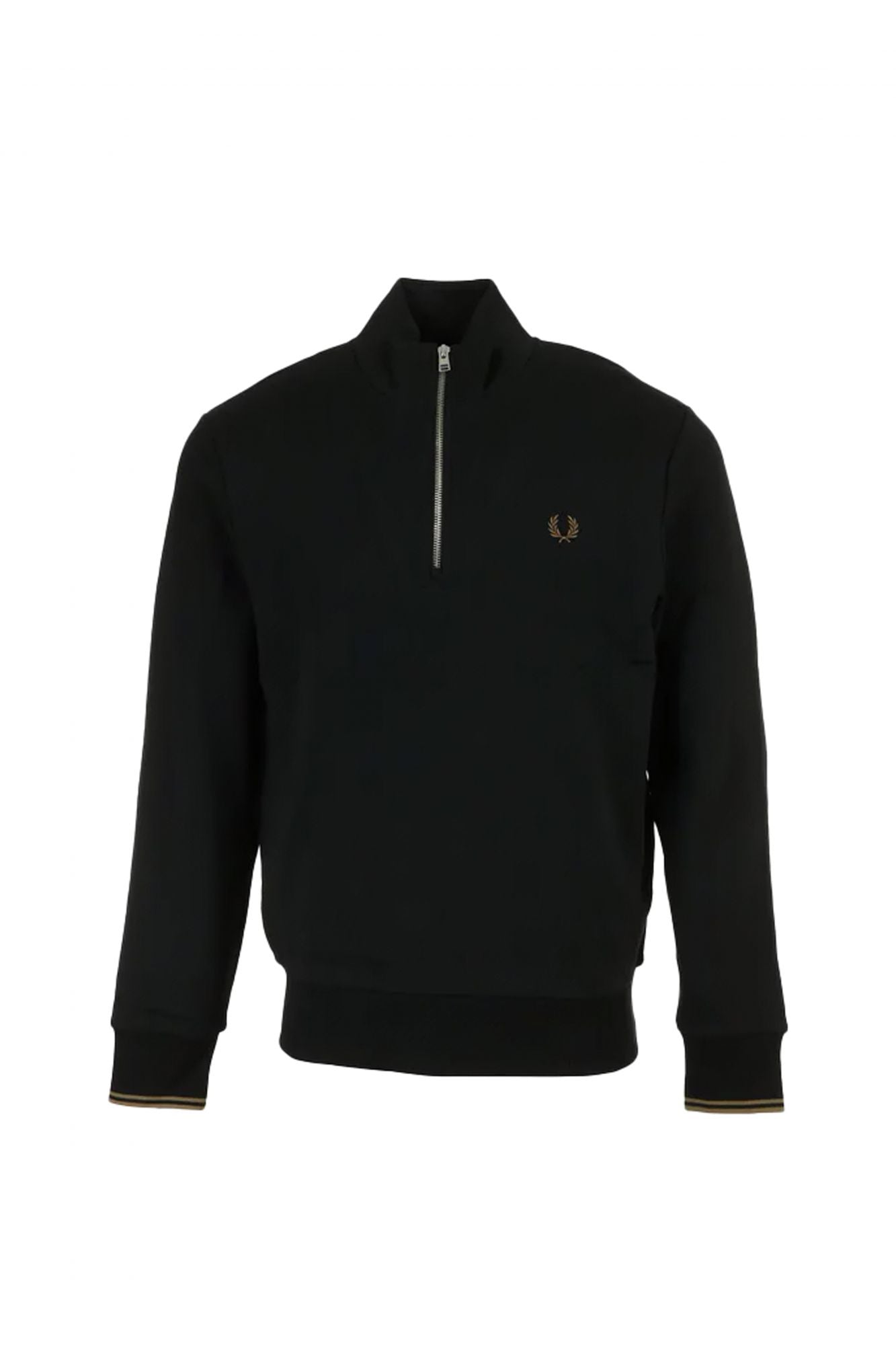 FRED PERRY  HALF ZIP SWEATSHIRT  en color NEGRO (1)