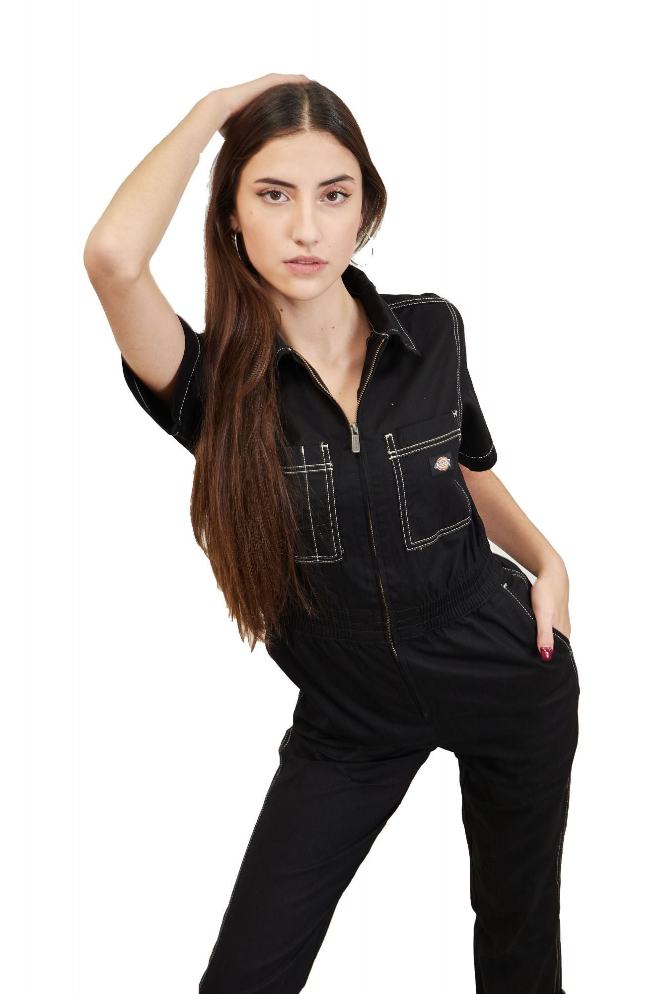 DICKIES FLORALA COVERALL en color NEGRO (1)