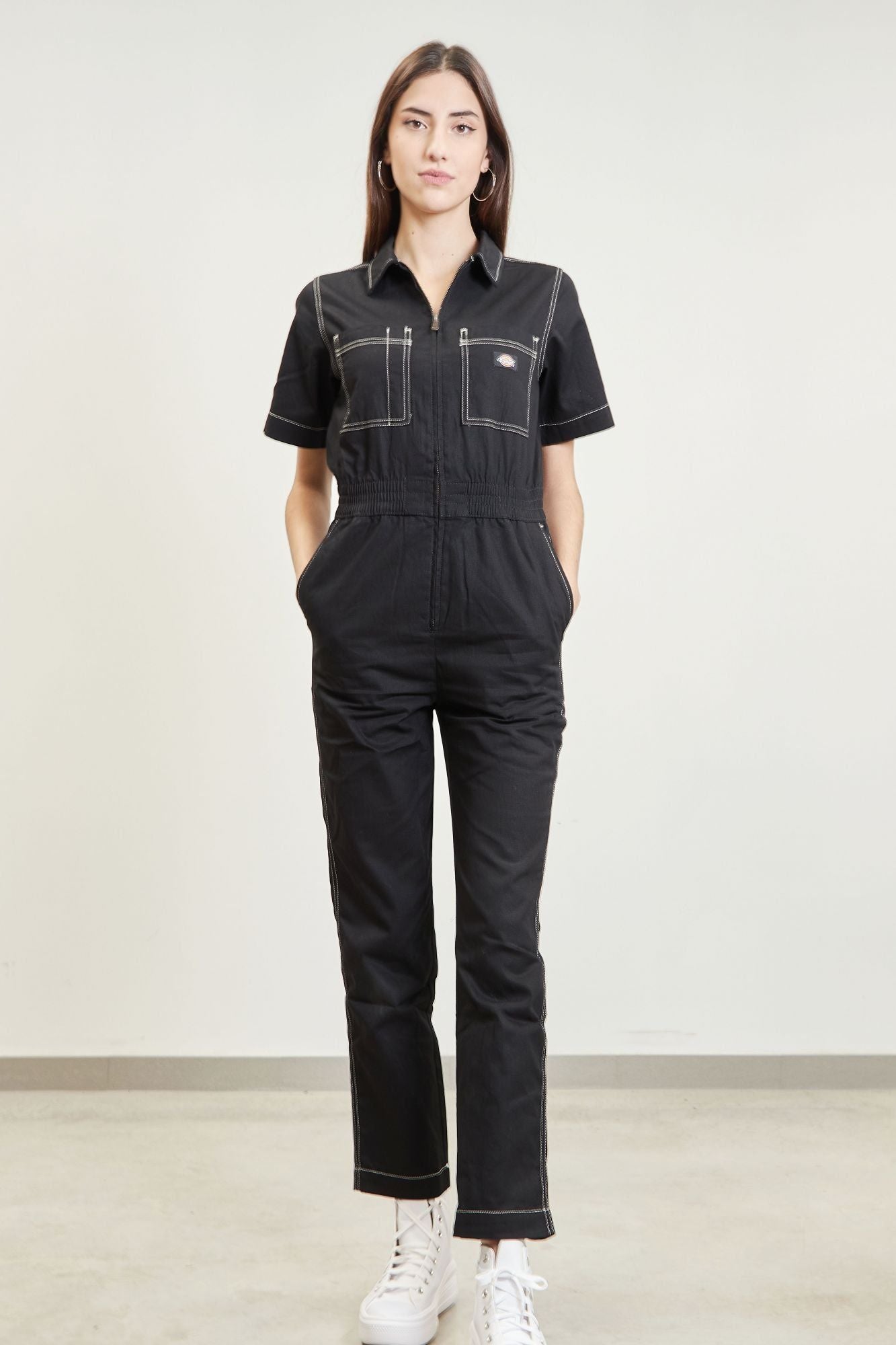 DICKIES FLORALA COVERALL en color NEGRO (4)