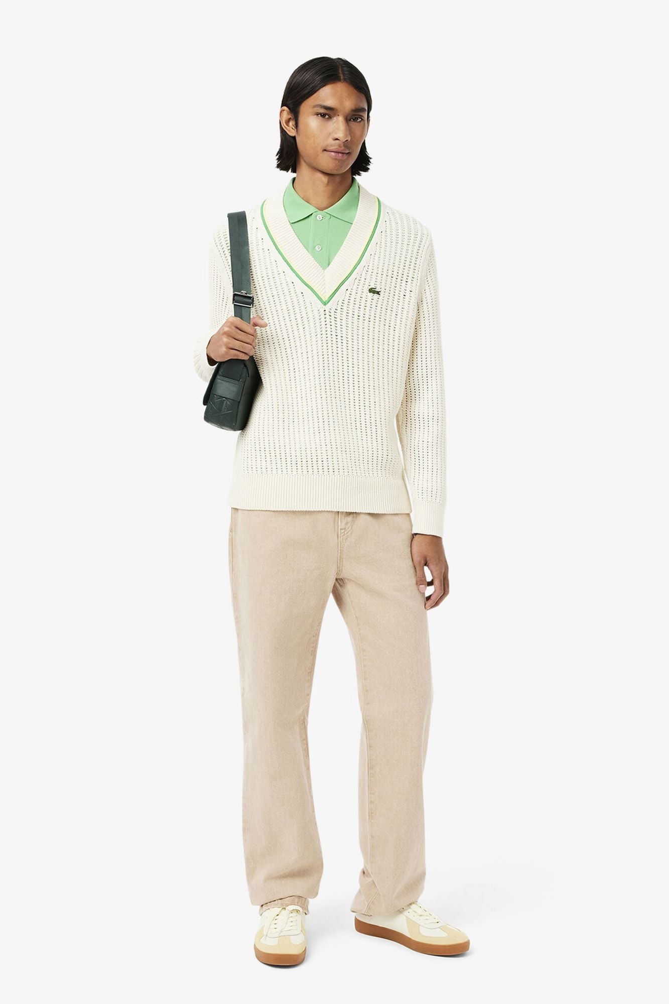 LACOSTE L1212 SHORT SLEEVED RIBBED COLLAR S en color VERDE (4)