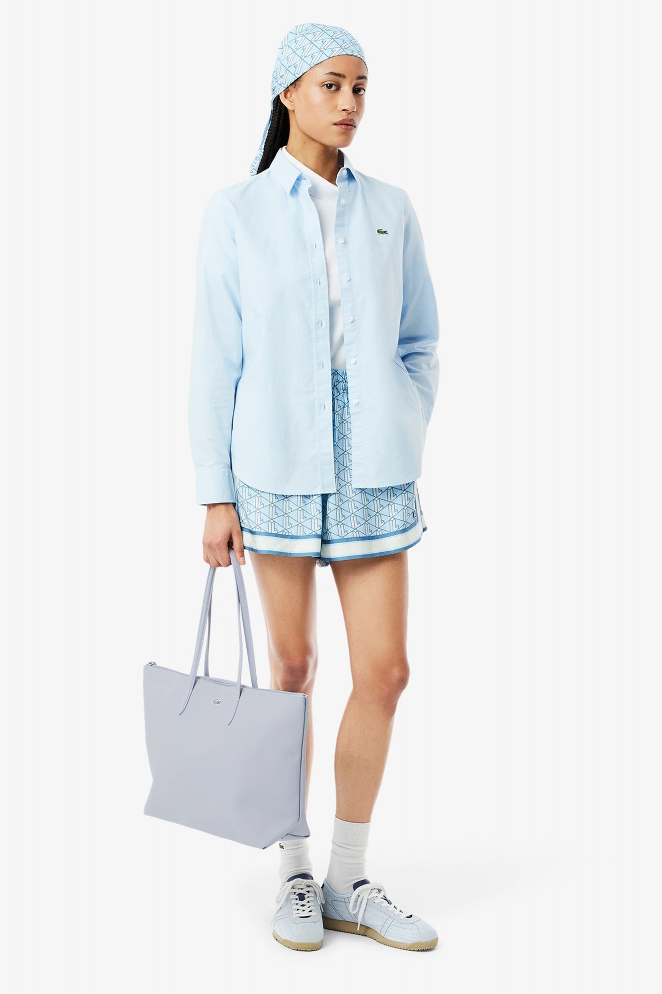 LACOSTE  LARGE COATED CANVAS TOTE en color AZUL (4)
