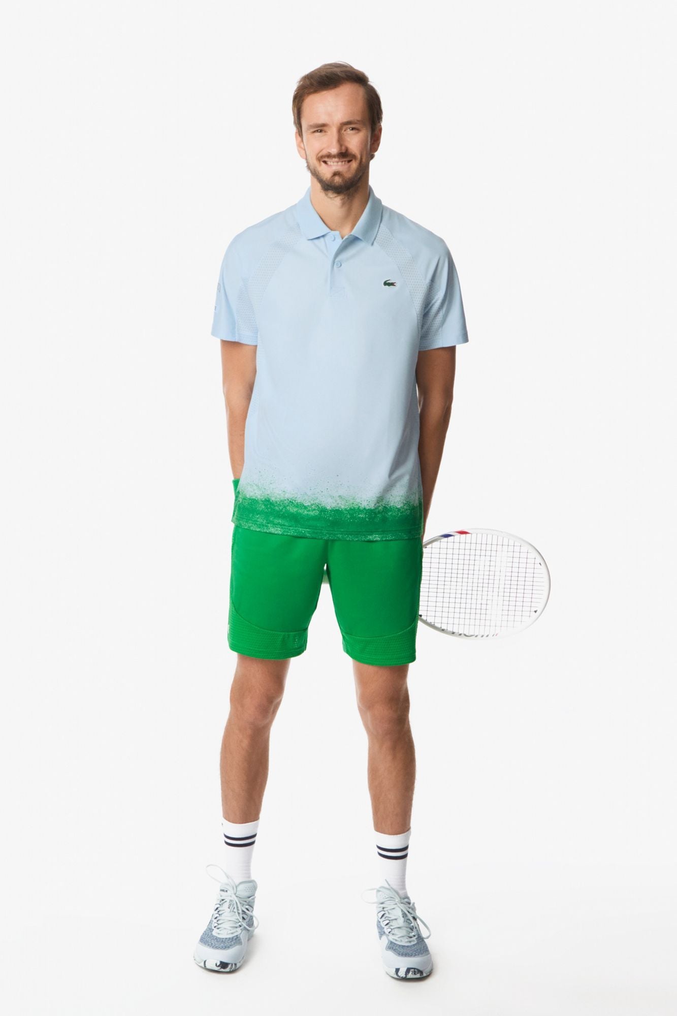 LACOSTE  SHORT SLEEVED RIBBED COLLAR en color AZUL (4)