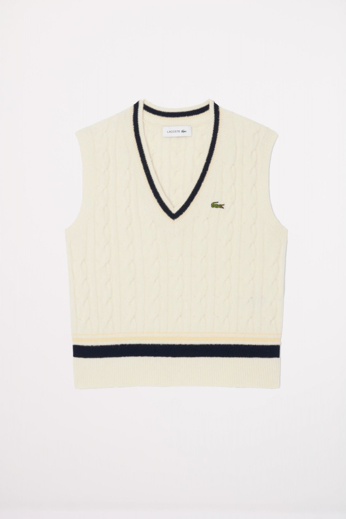LACOSTE CABLE KNIT WOOL SWEATER VE en color BLANCO (2)