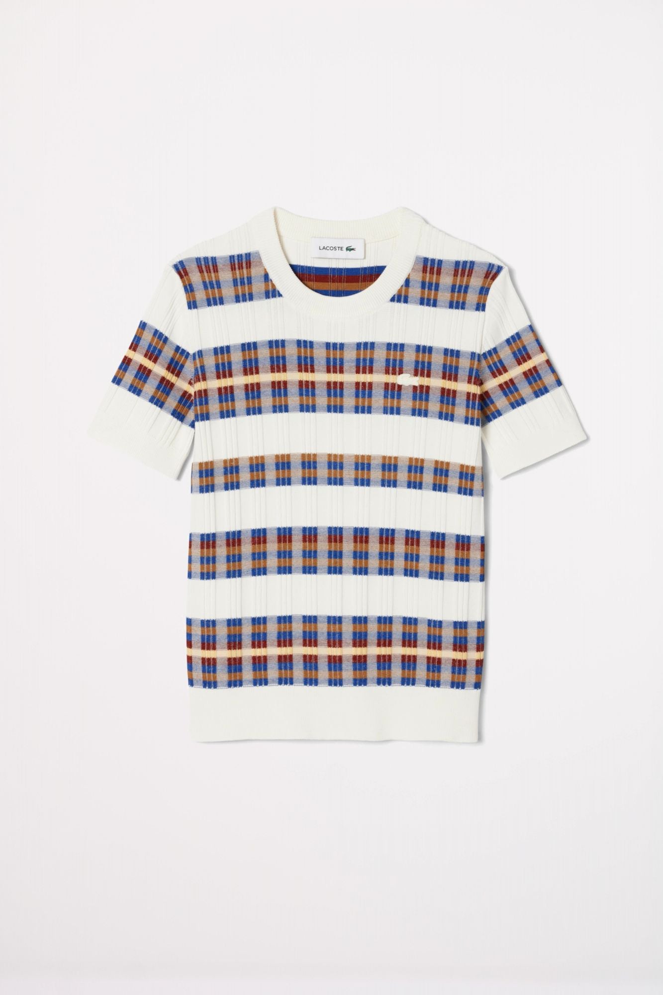 LACOSTE SHORT-SLEEVE RIB KNIT SWEATER en color BLANCO (2)