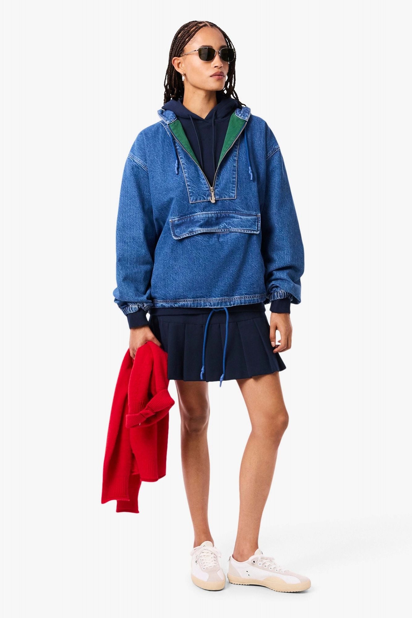 LACOSTE OVERSIZED FLEECE HOODIE en color AZUL (4)