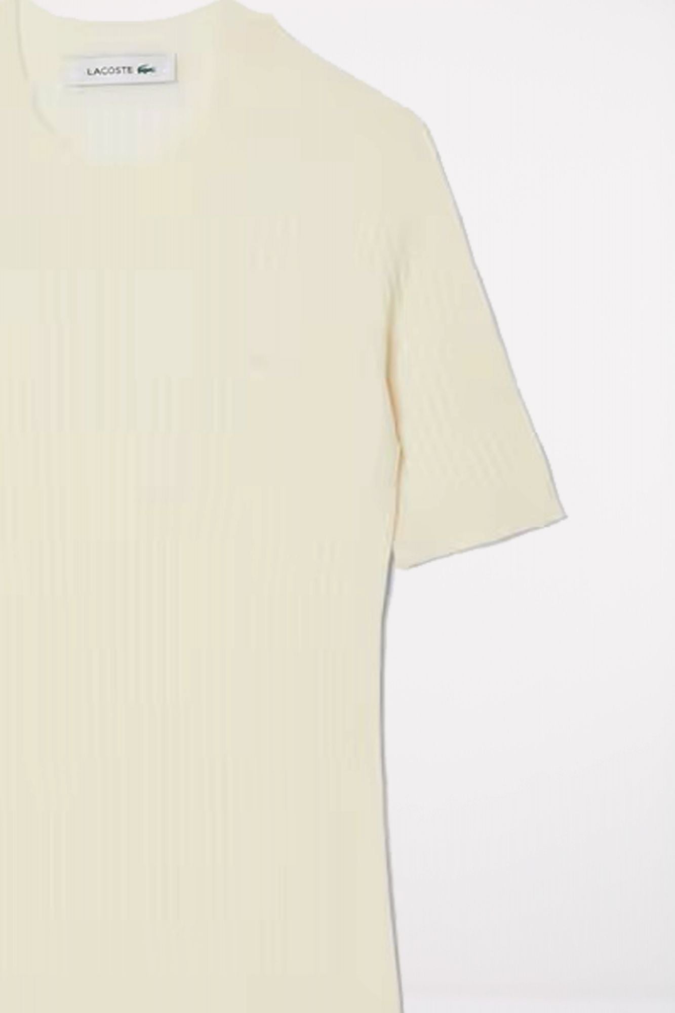 LACOSTE MERINO WOOL RIBBED SHORT SLEEVE SWEATER en color BLANCO (3)