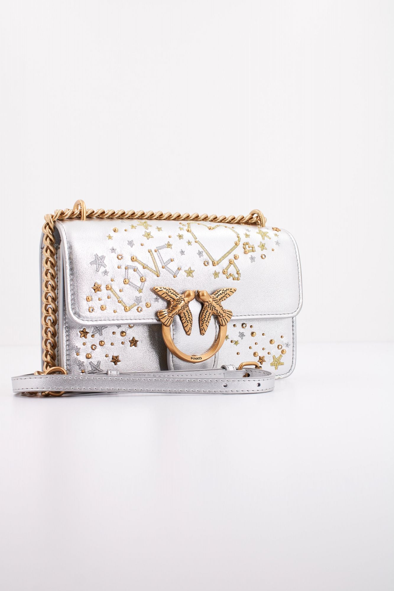 PINKO LOVE ONE MINI DC VIT. M en color PLATA (2)