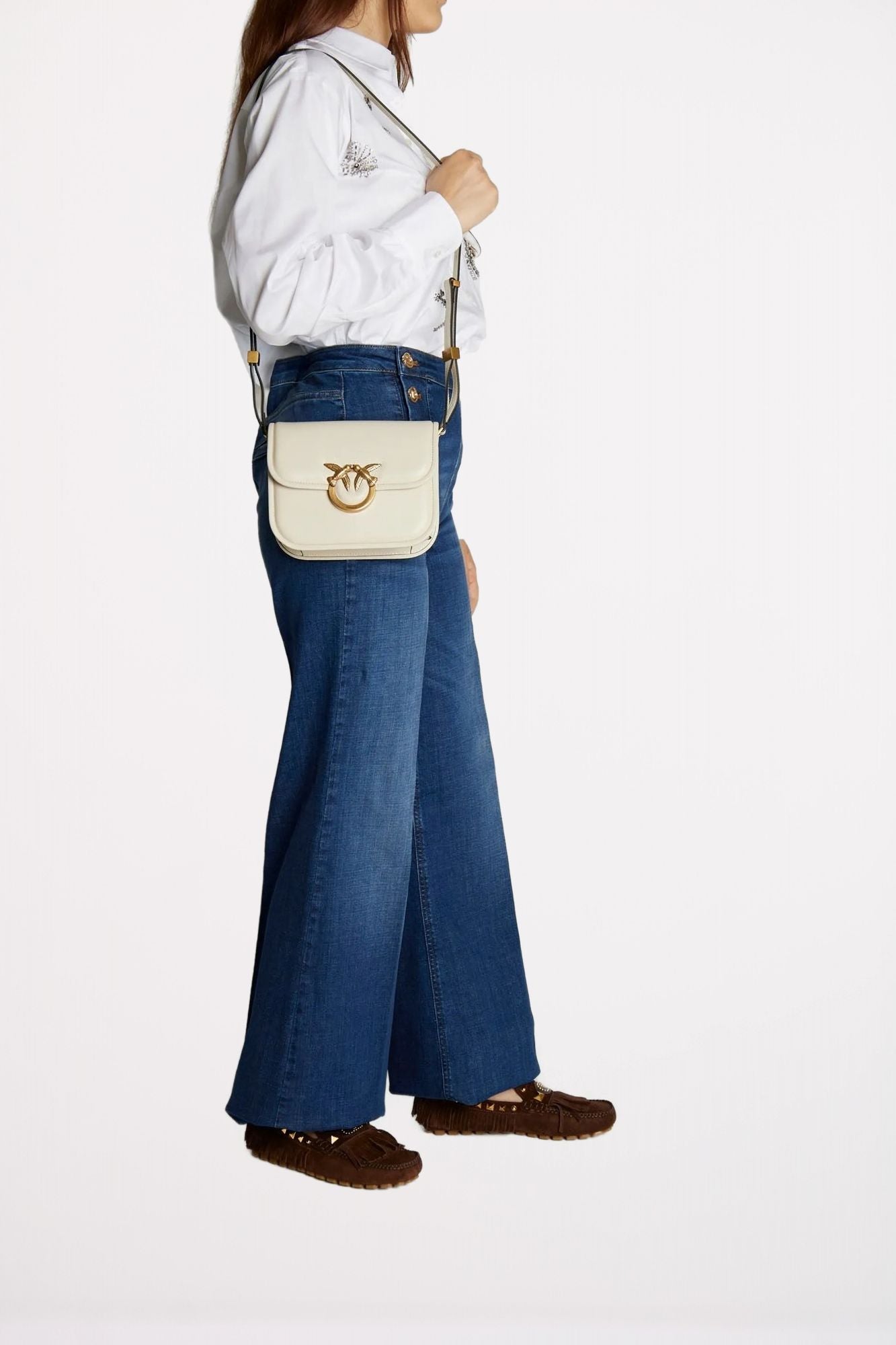PINKO  LOVE BOX BAG FL M en color BLANCO (5)