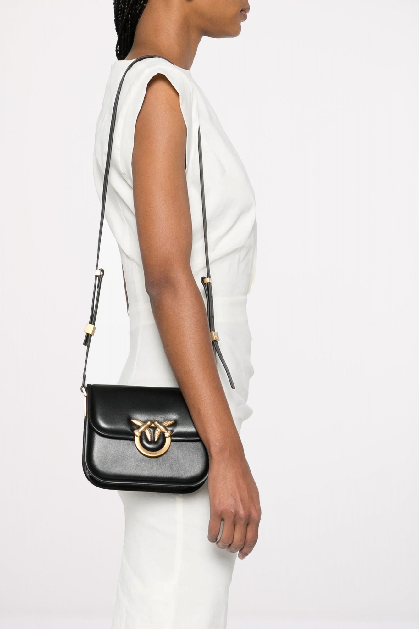 PINKO  LOVE BOX BAG FL M en color NEGRO (5)