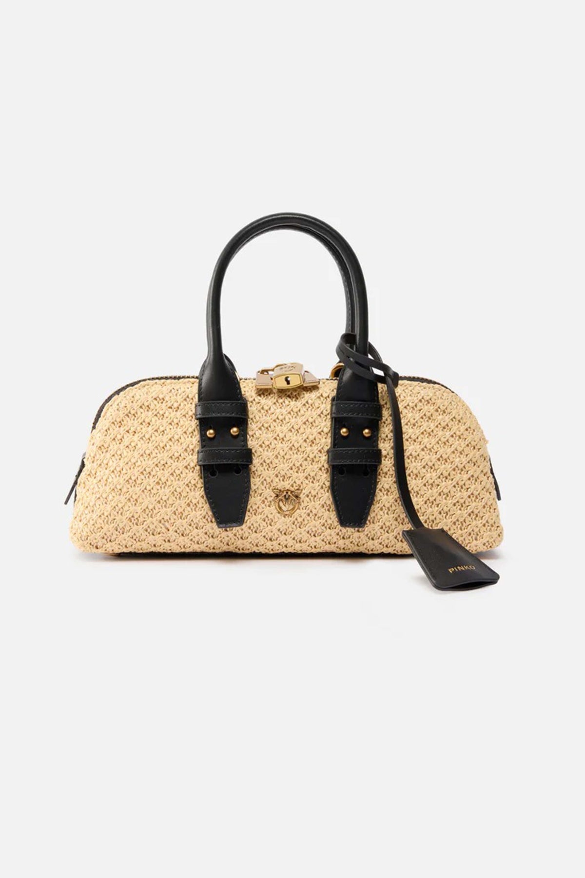 PINKO  BOWLING BAG BAGUETTE  en color MARRON CLARO (2)