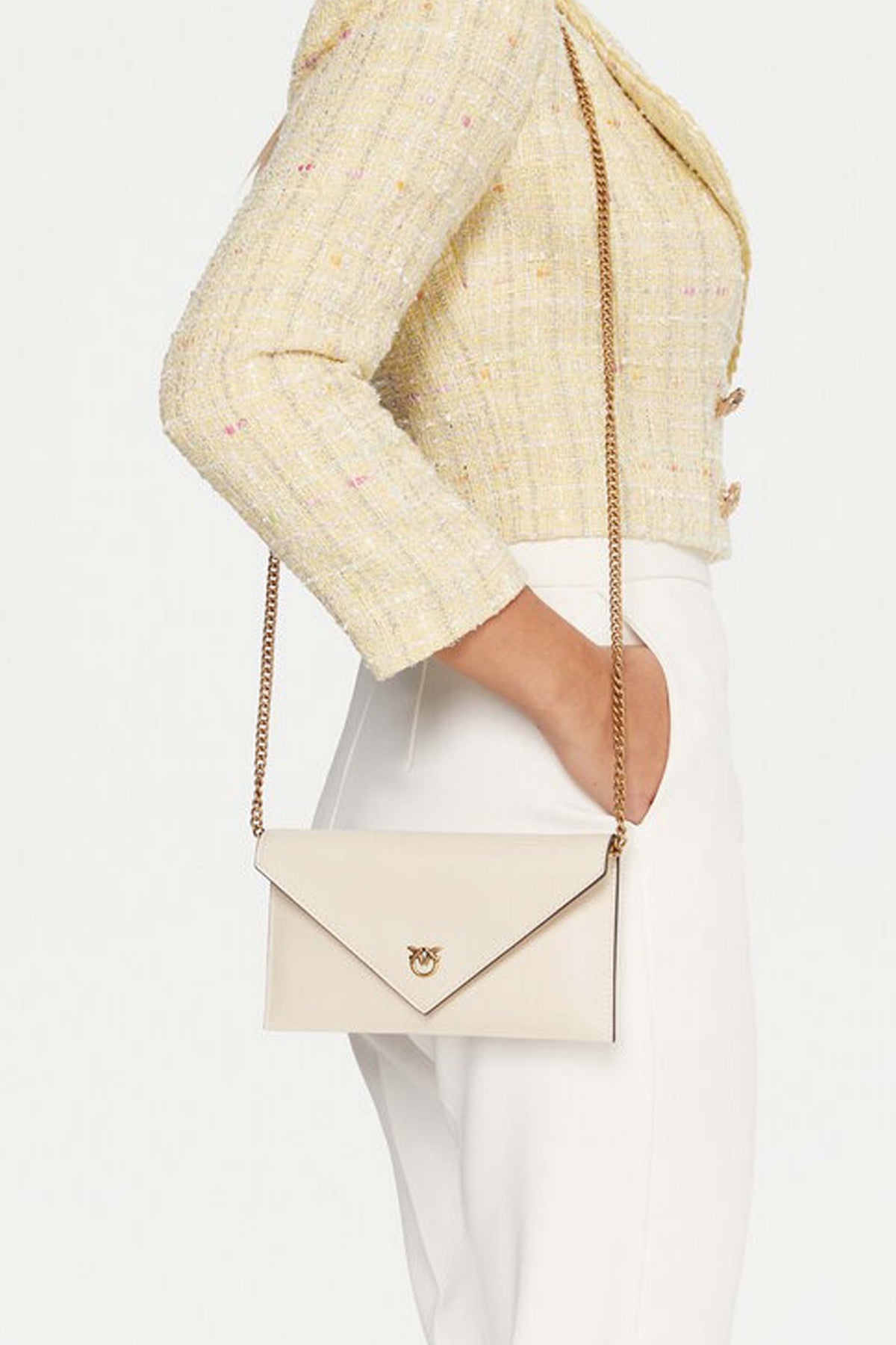 PINKO FLAT PURSE MINI en color BEIS (1)