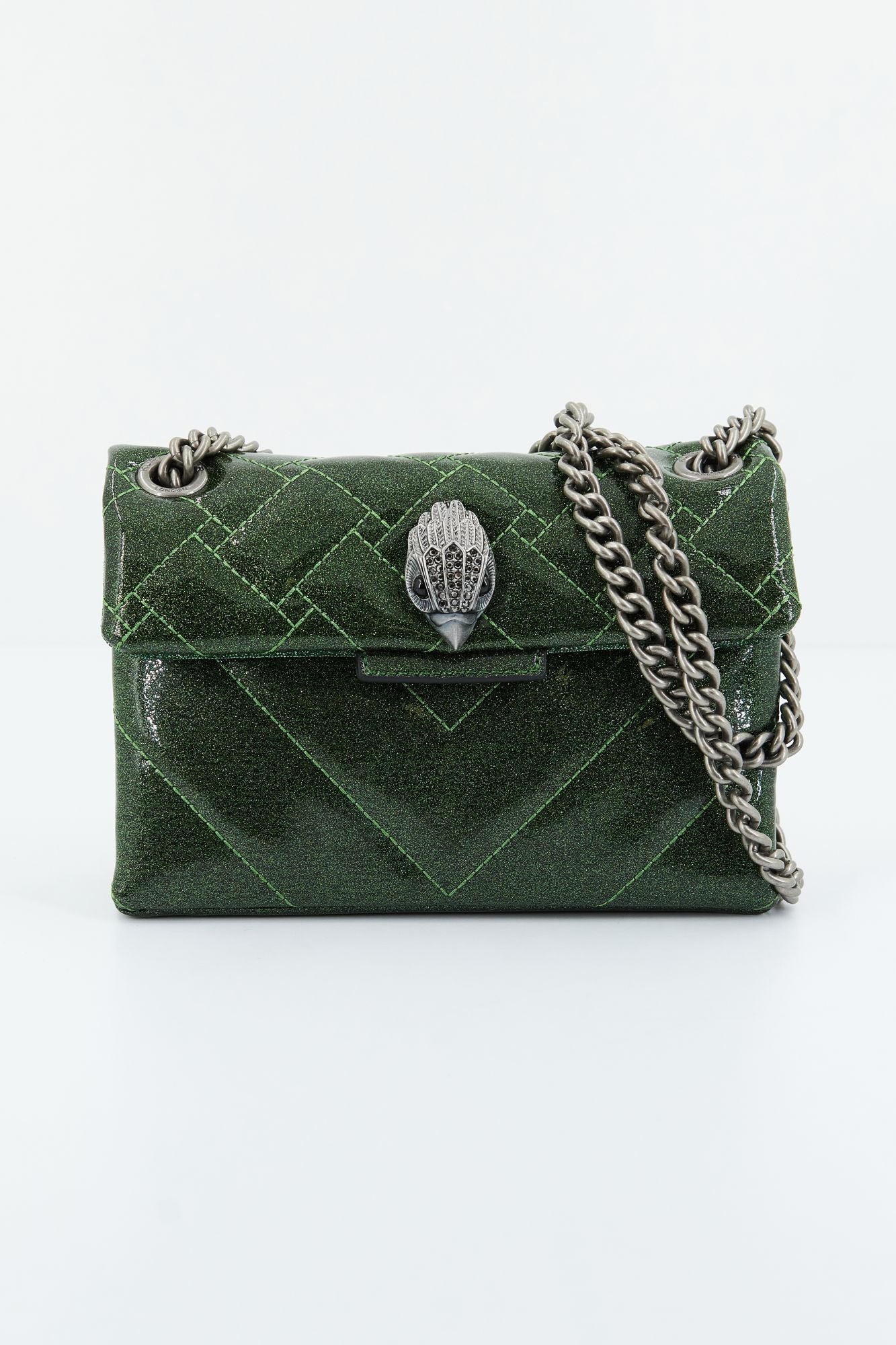 KURT GEIGER LONDON GLITTER MINI KENSIN en color VERDE (1)