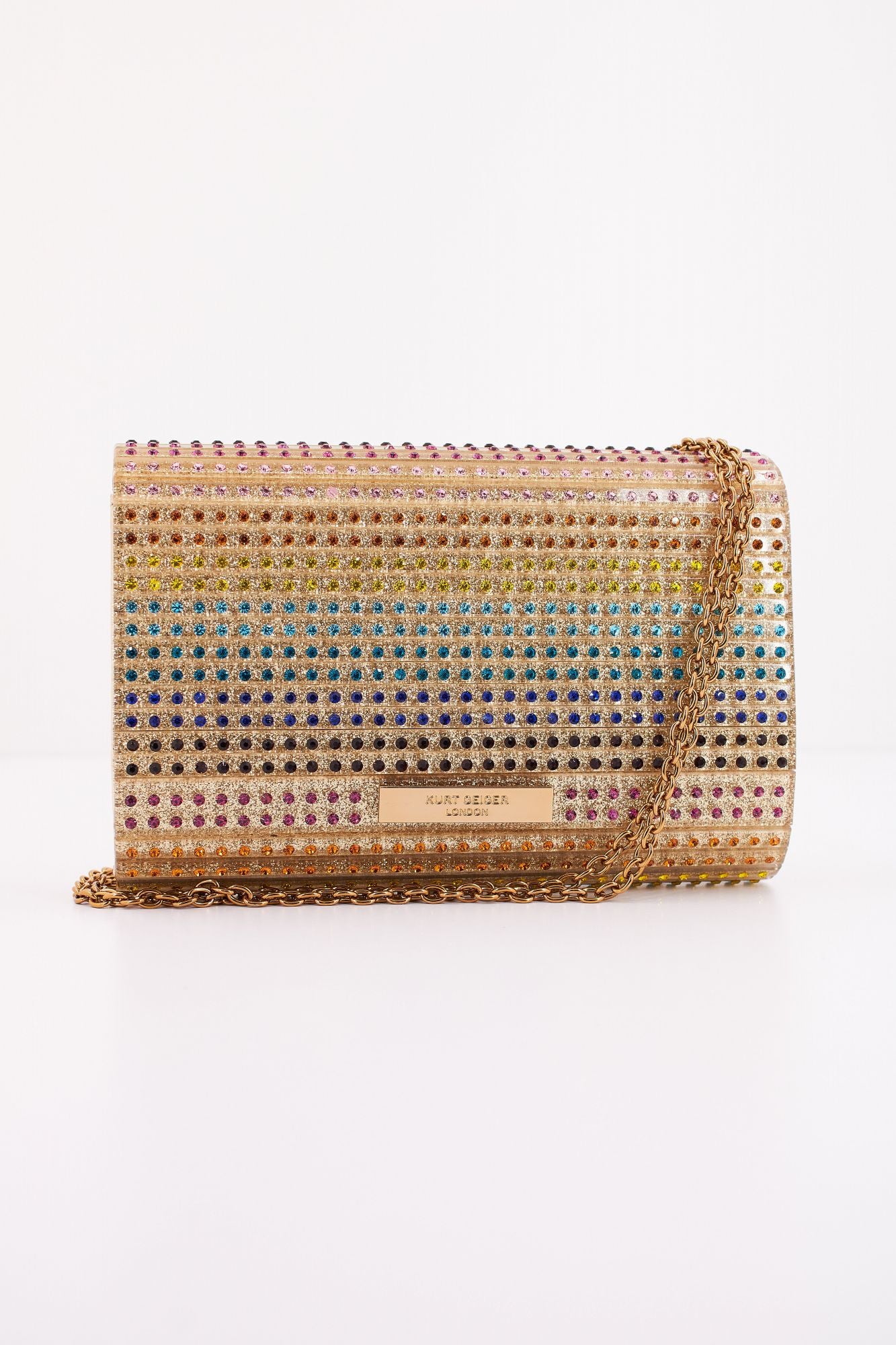 KURT GEIGER LONDON PARTY EAGLE CLUTH en color ORO (3)