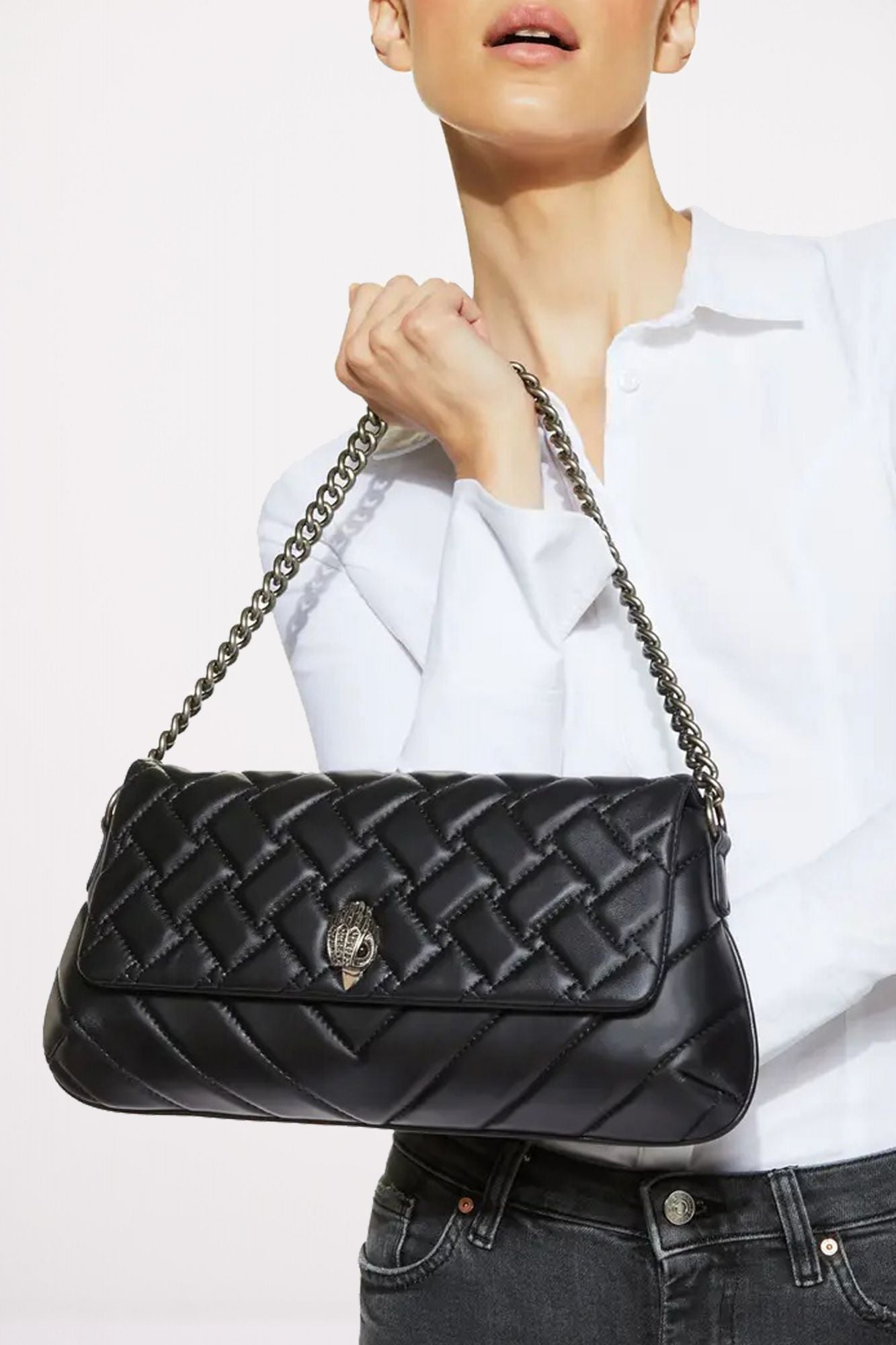 KURT GEIGER LONDON  LEATHER LONG KENSTON en color NEGRO (4)