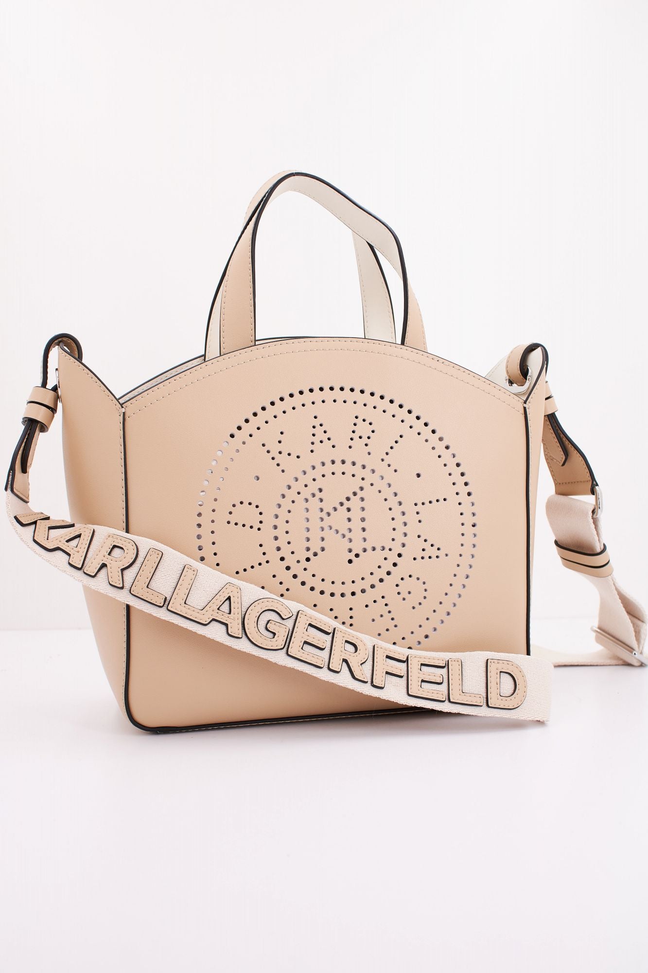 KARL LAGERFELD K CIRCLE SM TOTE PERFORATED en color BEIS (4)