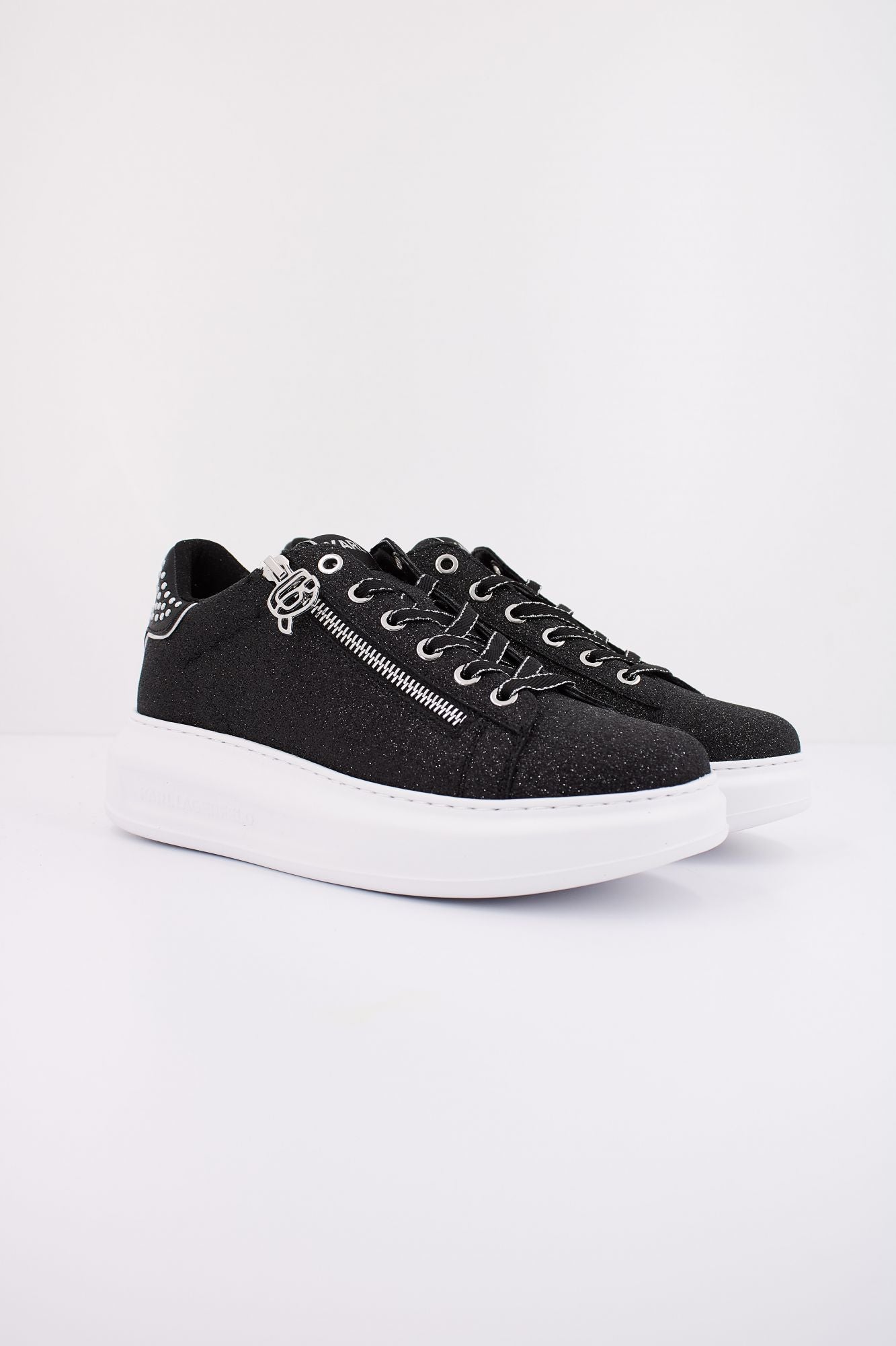 KARL LAGERFELD KAPRI STUD ZIP LO LACE en color NEGRO (2)