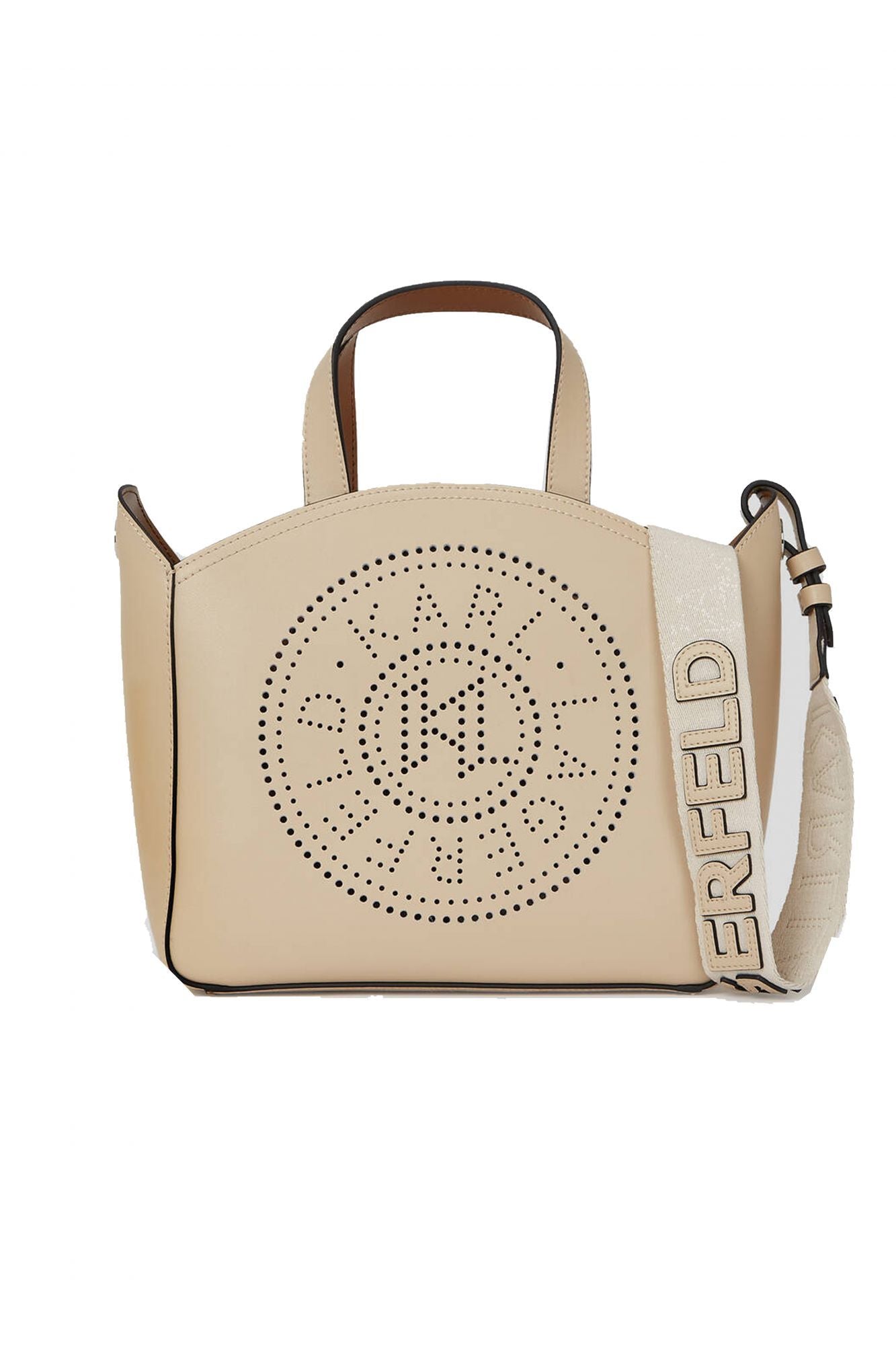 KARL LAGERFELD CIRCLE SM TOTE PERFORATED en color BEIS (1)