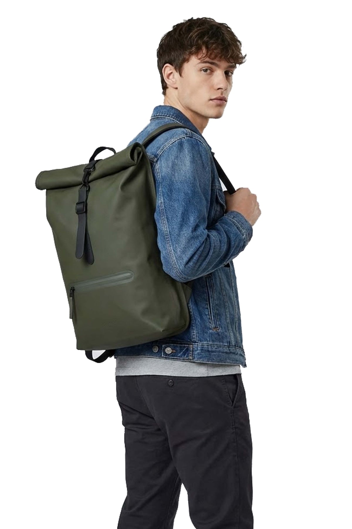 RAINS  ROLLTOP RUCKSACK W3 en color VERDE (1)