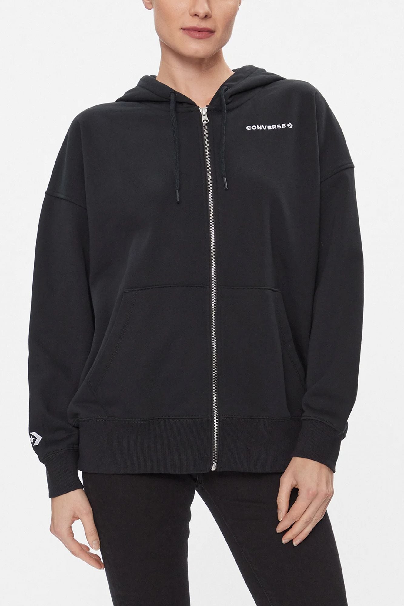 CONVERSE OVERSIZED FULL-ZIP HOODIE en color NEGRO (1)