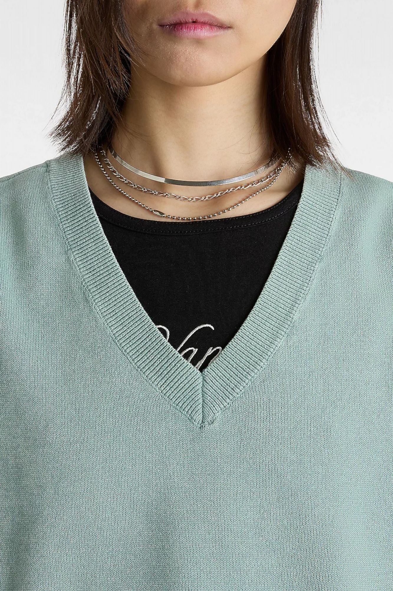 VANS  SYD SWEATER VEST en color VERDE (4)