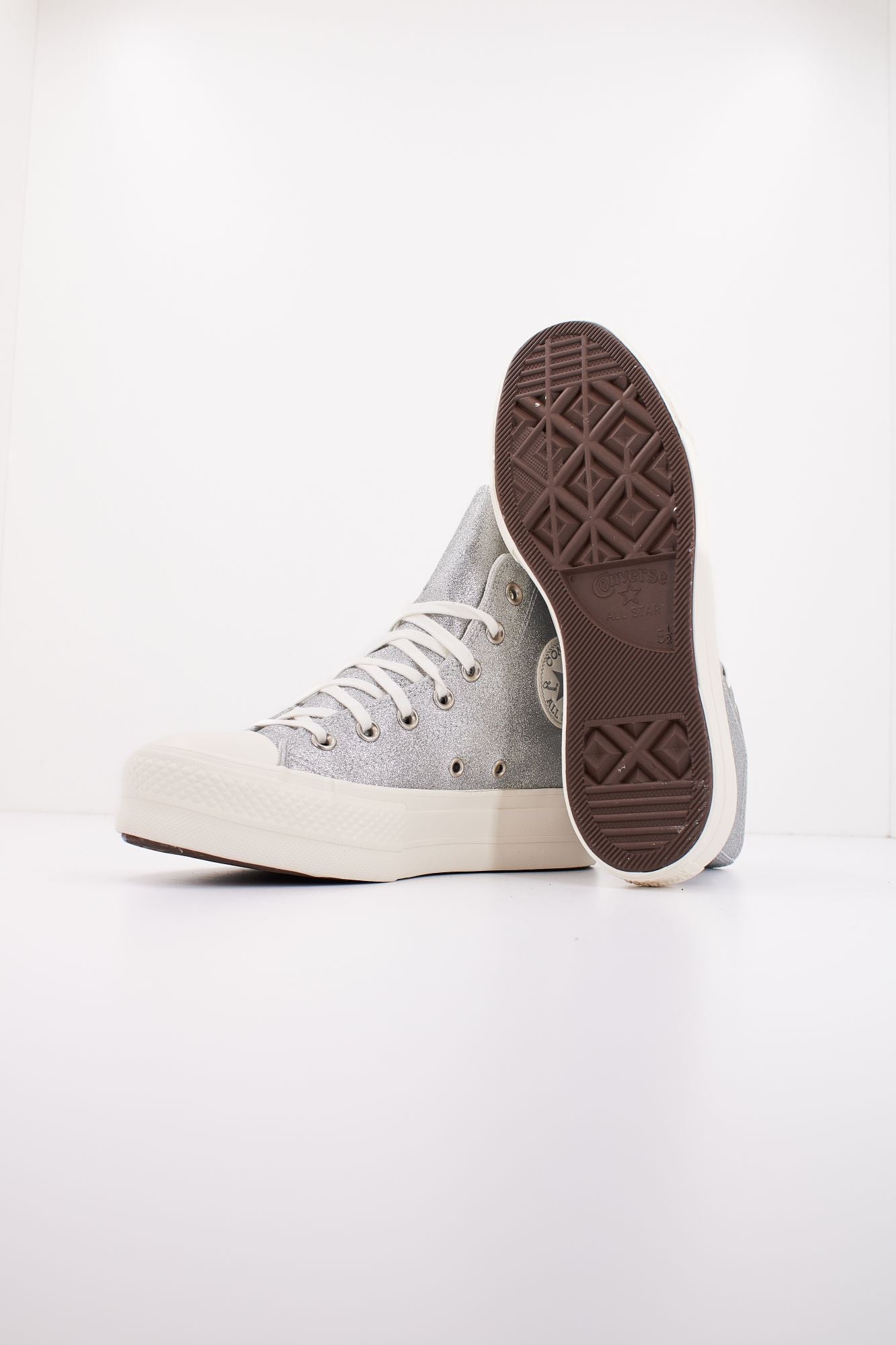 CONVERSE CHUCK TAYLOR ALL STAR LIFT PLATFORM GLITTER en color PLATA (4)